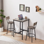 Load image into Gallery viewer, Bar Grey Table Set With 2 Bar Stools Pu Soft Seat With Backrest