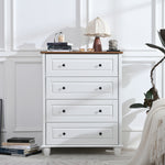 Load image into Gallery viewer, Modern Tall Wood Storage Cabinet Chest of 4 Drawer Dresser