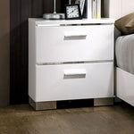 Load image into Gallery viewer, Contemporary 1pc White High Gloss Chrome Handles Nightstand