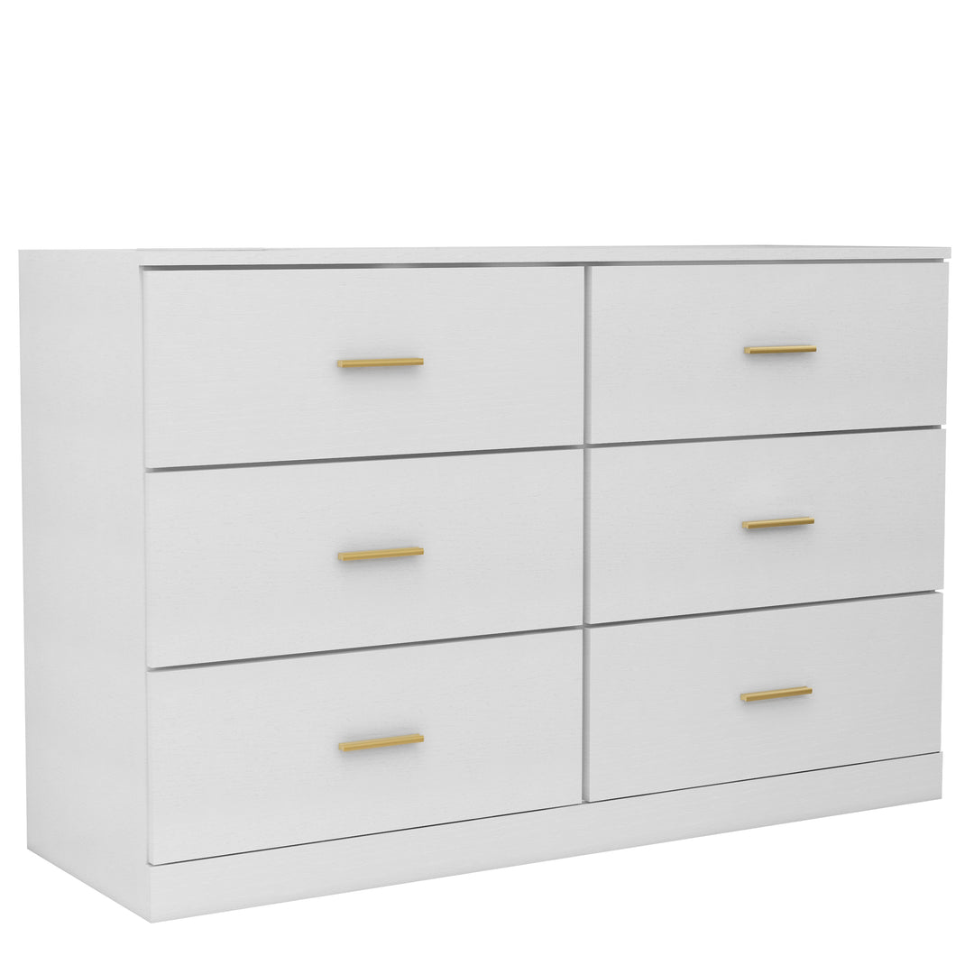 Classic Modern Antique White 6-Drawer Dresser for Bedroom
