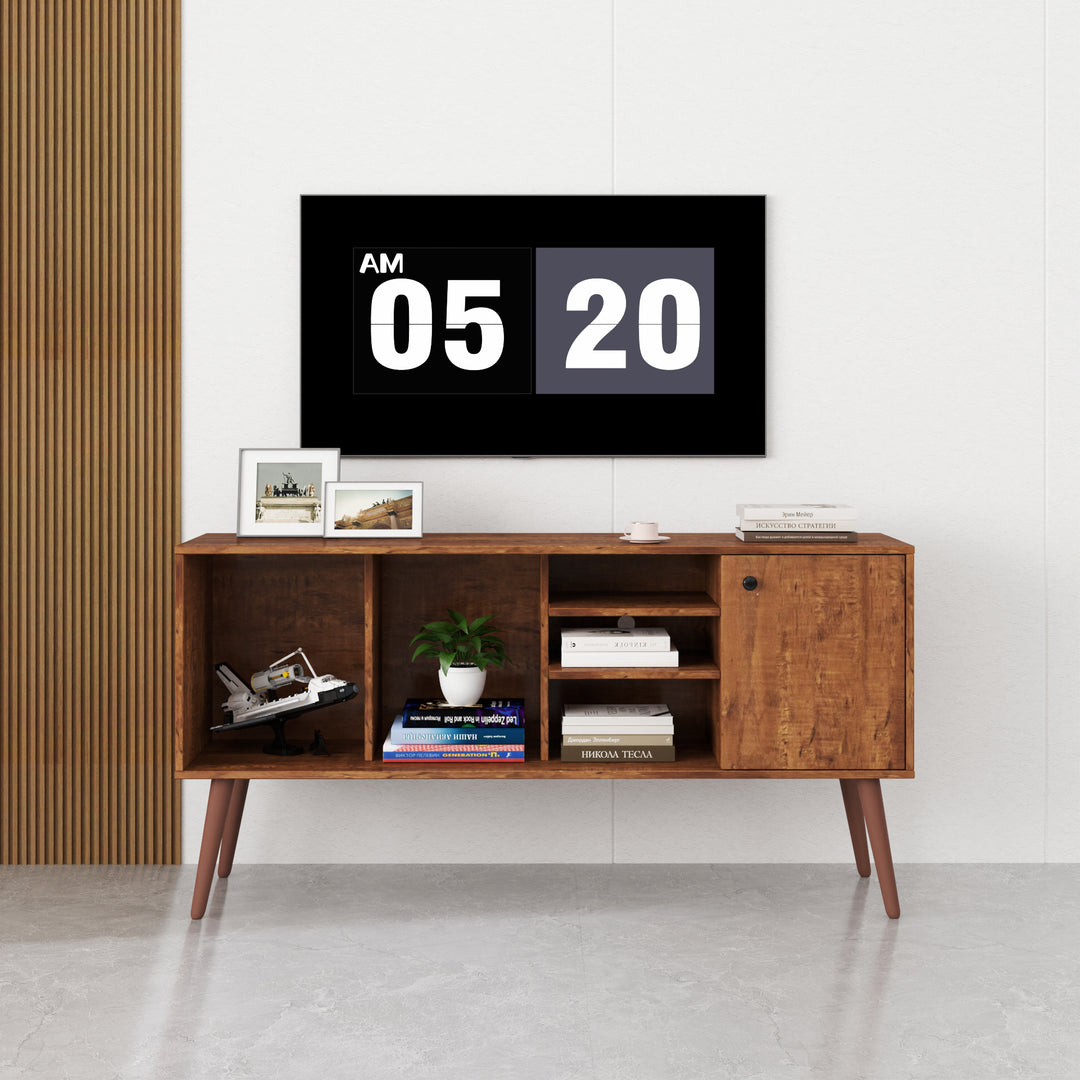 TV Stand Use in Living Room Furniture with 1 storage and 3 shelves Cabinet
