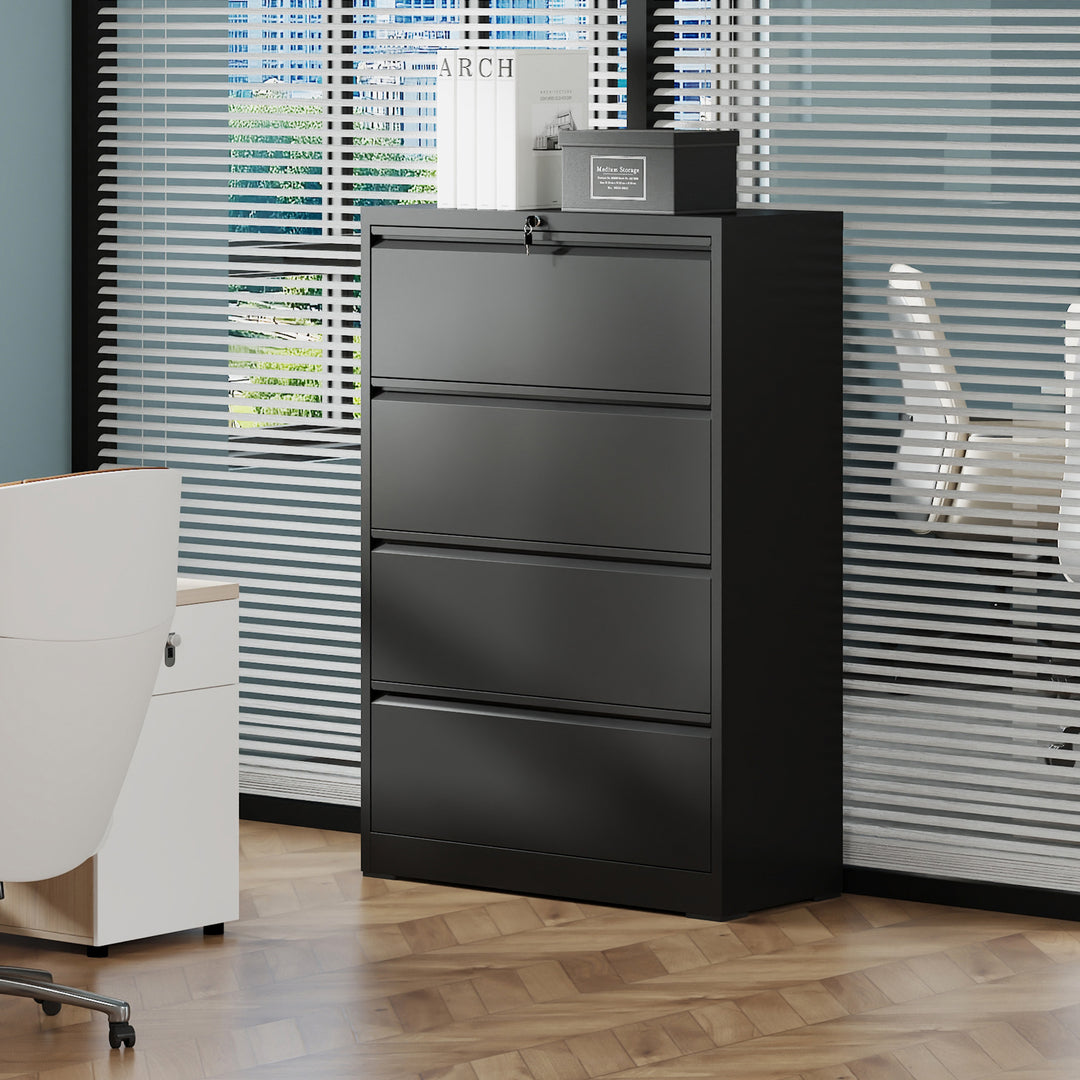 4 Drawer Lateral Tall Heavy-Duty Metal File Cabinet with Lock