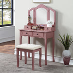 Load image into Gallery viewer, Wooden Rose Gold Vanity Make Up Table and Stool Set