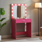 Load image into Gallery viewer, Pink Vanity Desk with Mirror &amp; 3 Lighting Modes Adjustable Brightness
