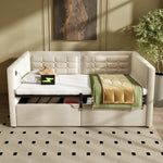 Load image into Gallery viewer, Hydraulic Storage Twin Beige Bed Frame with USB &amp; Type-C Charging