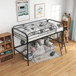 Load image into Gallery viewer, Modern Black Twin Size High Loft Bed With Guardrails &amp; Ladder
