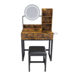 Load image into Gallery viewer, Brown MDF Makeup Vanity Table with LED Lights 3 Color Options
