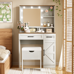 Load image into Gallery viewer, Farmhouse White Makeup Vanity Desk with Mirror and Lights
