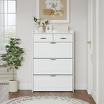 Load image into Gallery viewer, Large Space White Shoe Cabinet With 3 Doors 2 Drawers
