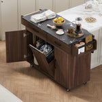 Load image into Gallery viewer, Walnut Brown Kitchen Island with Trash Can Storage Cabinet
