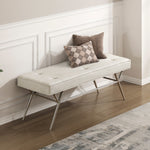 Load image into Gallery viewer, Contemporary Upholstered Plush Comfort Bench Beige Tufted Seat
