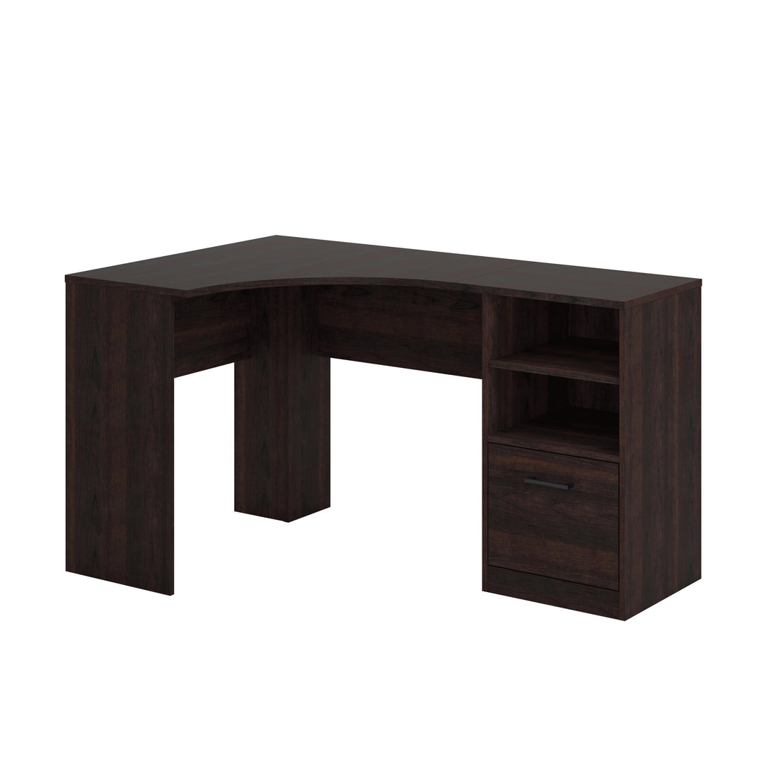 Brown Finish Computer Corner Desk With Drawer