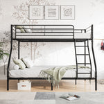 Load image into Gallery viewer, Heavy Duty Twin-Over-Full Metal Bunk Black Bed with Guardrail
