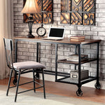 Load image into Gallery viewer, Industrial Inspired Antique Black Computer Desk With Shelves &amp; Wheel
