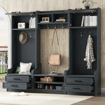 Load image into Gallery viewer, Multiple Functions 4-in-1 Detachable Hall Tree Coat Rack with Storage Drawers &amp; Cabinet
