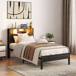 Load image into Gallery viewer, Twin Size Bed Frame with Storage Headboard
