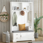 Load image into Gallery viewer, Elegant Hall Tree Versatile White Coat Rack with Shoe Storage

