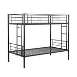 Load image into Gallery viewer, Modern Metal Bunk Bed Black Twin Over Twin with Sturdy Structure and Safe Stairs
