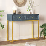 Load image into Gallery viewer, Modern Stripe Design Sleek Console Table with Two Drawers
