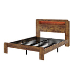 Load image into Gallery viewer, Wood Platform Bed Frame Queen Size with Storage LED Light Headboard &amp; USB
