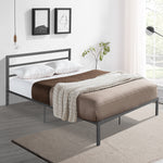 Load image into Gallery viewer, Queen Size Metal Charcoal Grey Bed Frame with Headboard
