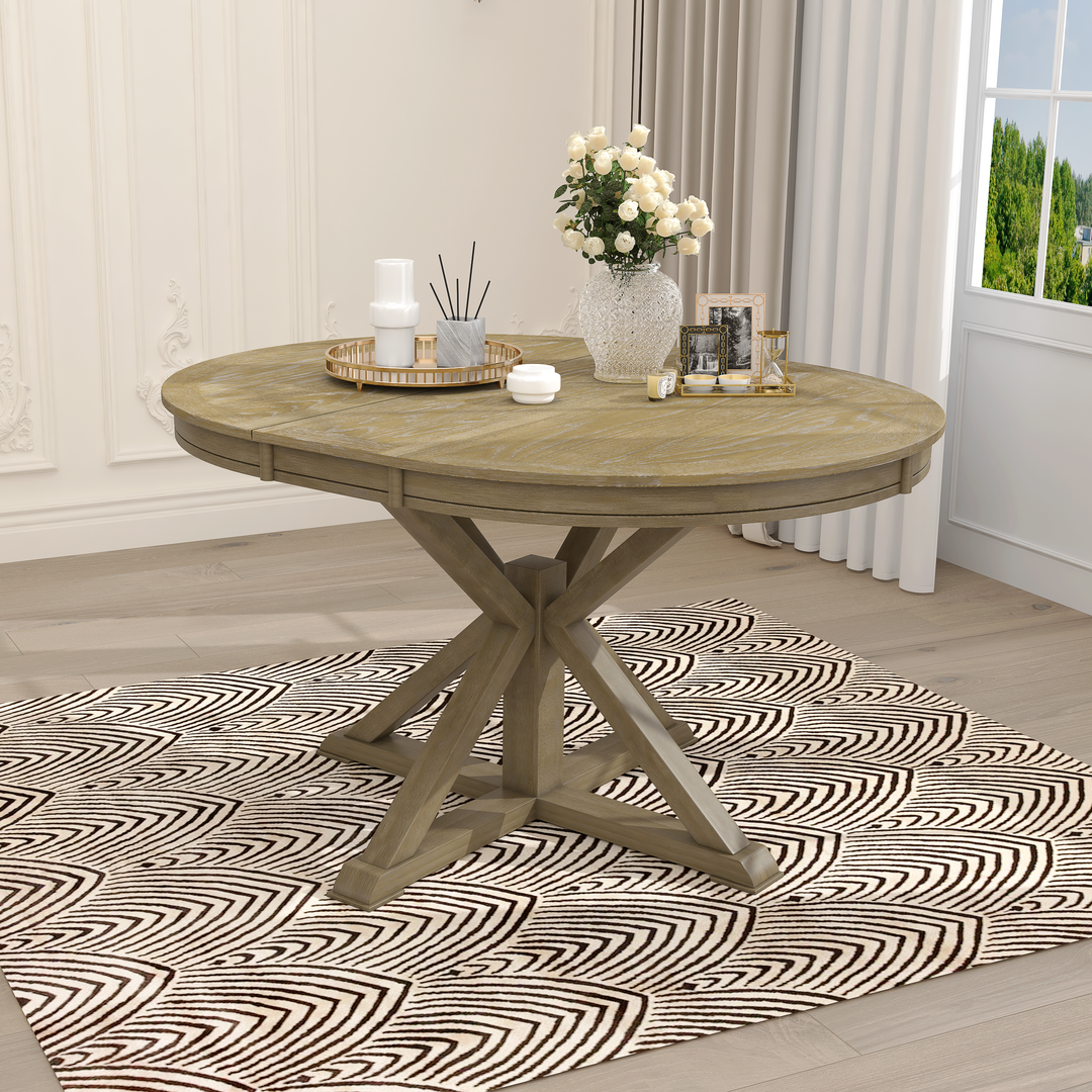 Retro Functional Extendable Dining Table with 12' Leaf