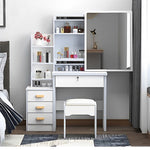Load image into Gallery viewer, Fashion Vanity Desk with Mirror and Lights for Makeup and Chair
