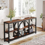 Load image into Gallery viewer, 70.9&#39; Extra Long 3-Tier Sofa Table Console Table Unique Circular Frame
