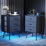 Load image into Gallery viewer, 2 Pack Modern Nightstand with Charging Station LED Light
