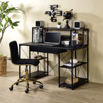 Load image into Gallery viewer, Modern Black Finish Writing Desk With Drawer &amp; Shelves
