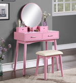 Load image into Gallery viewer, Contemporary Wood Pink Vanity and Stool Set
