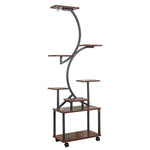Load image into Gallery viewer, 8-Tier Indoor Black S-Shaped Metal Shelf Plant Stand with Grow Lights
