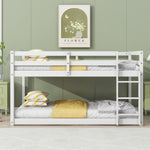 Load image into Gallery viewer, Solid Rubber Wooden Twin over Twin Floor Bunk White Bed with Ladder

