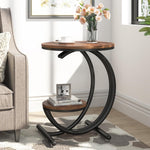 Load image into Gallery viewer, 16.68&#39; Industrial Round End Table 2-Tier Side Table with Storage Shelf
