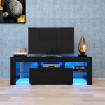 Load image into Gallery viewer, Black Flat Screen TV Stand with LED RGB Lights
