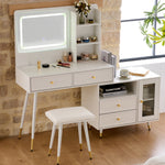 Load image into Gallery viewer, Modern White Makeup Vanity Desk with Mirror and Lights