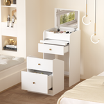 Load image into Gallery viewer, Mini Space White Makeup Vanitys Set with Mirror Chair Drawers

