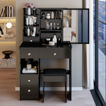 Load image into Gallery viewer, 29.2&#39; Small Size Left Drawer Desktop Vanity Table With Cushioned Stool
