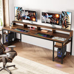 Load image into Gallery viewer, 78.74&#39; Long Two Person Computer Office Desk with Storage Shelves
