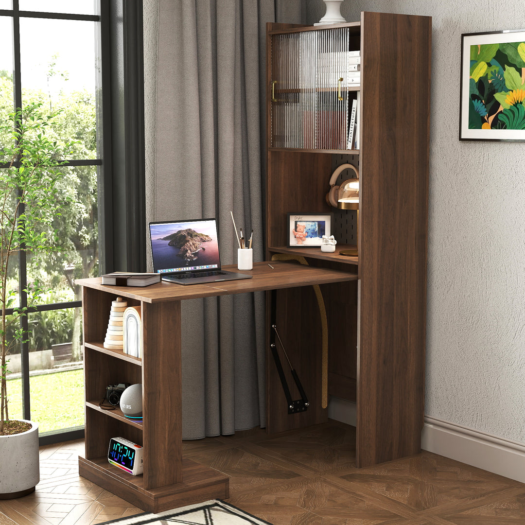 Folding Space-Saving Computer Desk with Storage