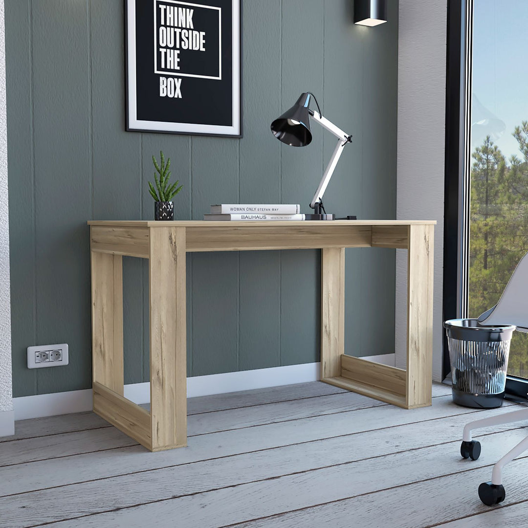 Light Oak Writing Desk with Ample Workstation & Sturdy Legs