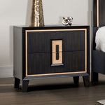 Load image into Gallery viewer, Modern Espresso 1pc Nightstand Gold Accent Trim Wooden Finger Pull
