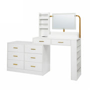 Modern White 8-Drawer Dresser Makeup Vanity Desk
