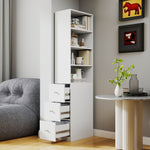 Load image into Gallery viewer, Modern 4-Tier Shelf Wooden Display Storage Cabinet With 3 Side Drawers
