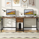 Load image into Gallery viewer, 79-Inch Two Person Computer Desk with Drawers and Storage Shelves
