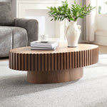 Load image into Gallery viewer, Modern 43.7 inch Ellipse Handcraft Drum Coffee Table with Sturdy Pedestal
