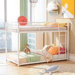 Load image into Gallery viewer, White Twin Metal Low Bunk Bed with Ladder
