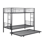 Load image into Gallery viewer, Modern Twin Over Twin Metal Bunk Black Bed with Trundle
