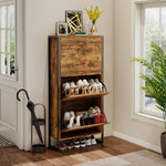 Load image into Gallery viewer, Slim Freestanding Hidden Shoe Organizer with 3 Flip Drawer
