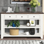 Load image into Gallery viewer, Modern 48&#39;&#39; Solid Pine Wood Top Console Table with 3 Storage Drawers &amp; 2 Shelves
